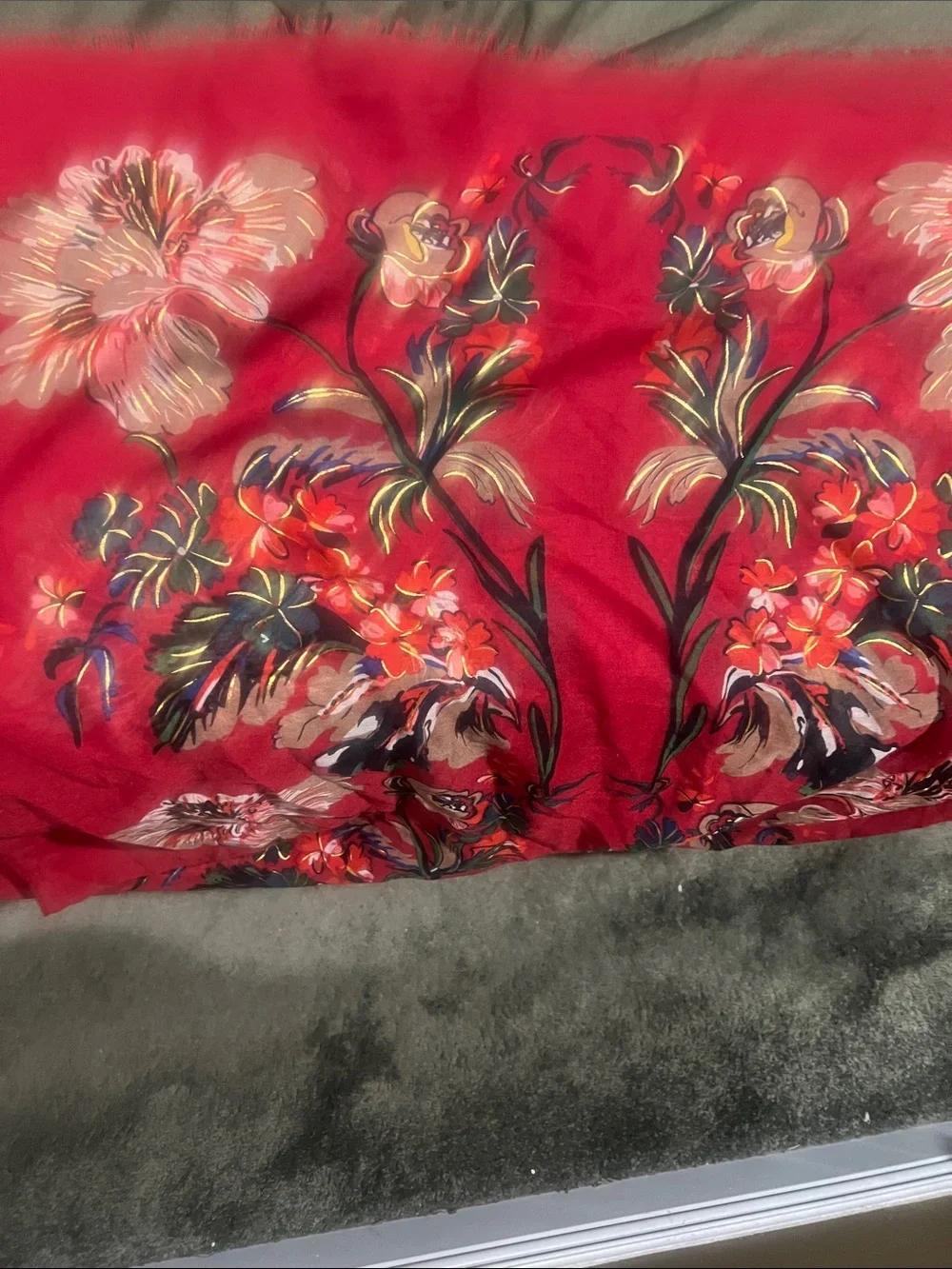 Red Floral scarf wrap- Vibrant Red Floral Design